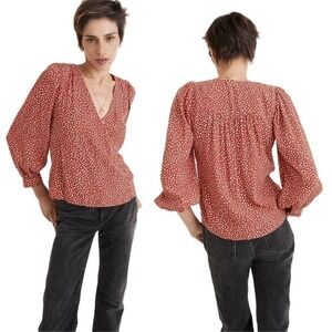 NWT Madewell Kinston Side-Button Wrap Top in Park Picnic Size XXL